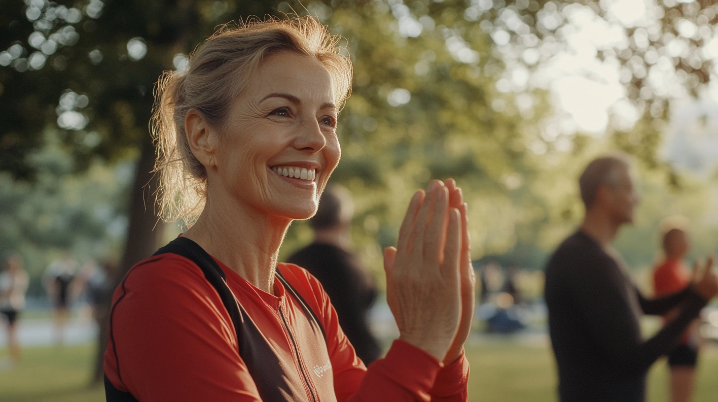 Активні пенсіонери займаються спортом на свіжому повітрі